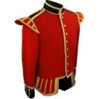 Red Scottish Doublet Gold Piping Buttons